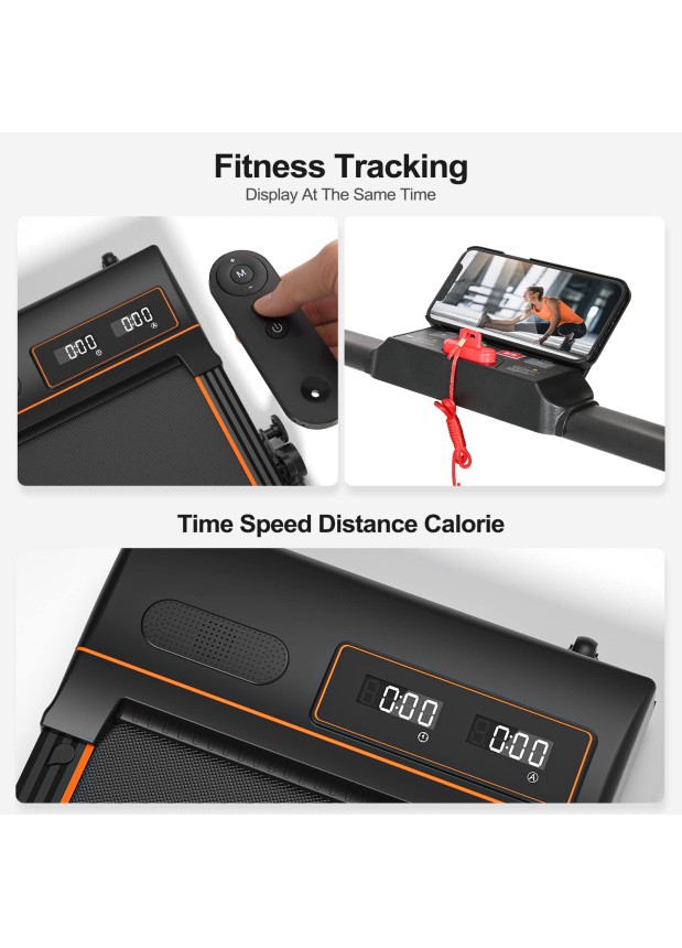 DAEYEGIM Treadmill-Walking Pad-Under Desk Treadmill-2 in 1 Folding Treadmill-Treadmills for Home-Black Orange #403