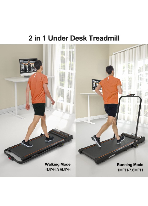 DAEYEGIM Treadmill-Walking Pad-Under Desk Treadmill-2 in 1 Folding Treadmill-Treadmills for Home-Black Orange #403