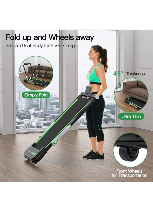 DAEYEGIM Treadmill-Walking Pad-Under Desk Treadmill-2 in 1 Folding Treadmill-Treadmills for Home-Black Green # S500 